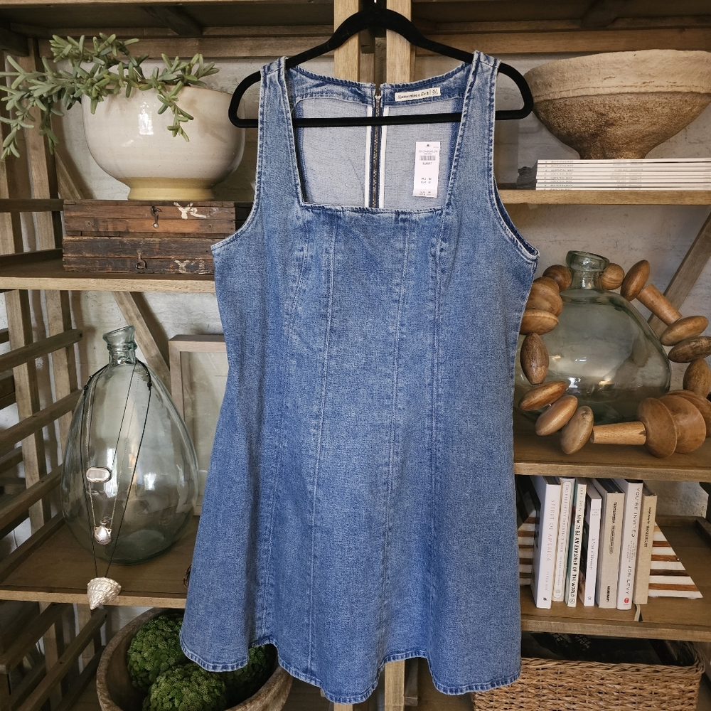 Abercrombie & Fitch Mila Squareneck Denim Mini Dress NWT - Picture 11 of 11